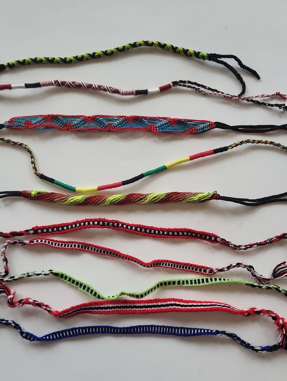 10 Handmade Colorful Woven Friendship Bracelets - Assorted Colors